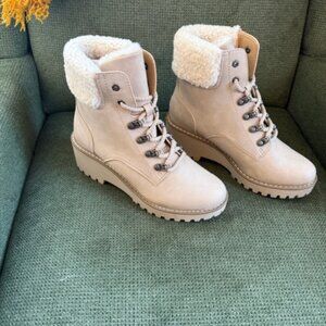 Beige Boots with Fur Trim - Never Worn!